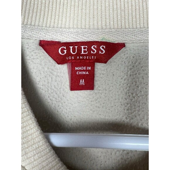 Guess Jeans Women’s Beige Question Logo Zip Front Velour Hoodie Beige M - Picture 7 of 14